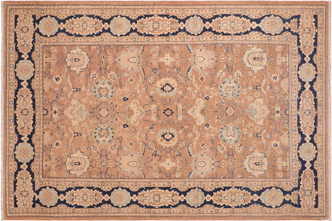 handmade Traditional Kafkaz Rose Blue Hand Knotted RECTANGLE 100% WOOL area rug 6x9