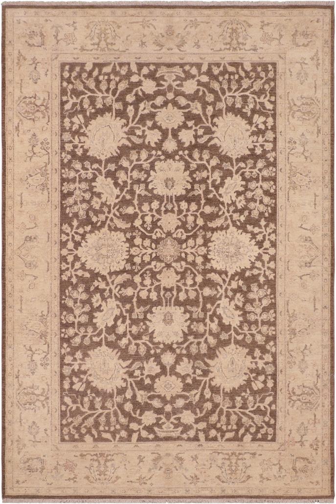 handmade Traditional Kafkaz Brown Tan Hand Knotted RECTANGLE 100% WOOL area rug 6X9