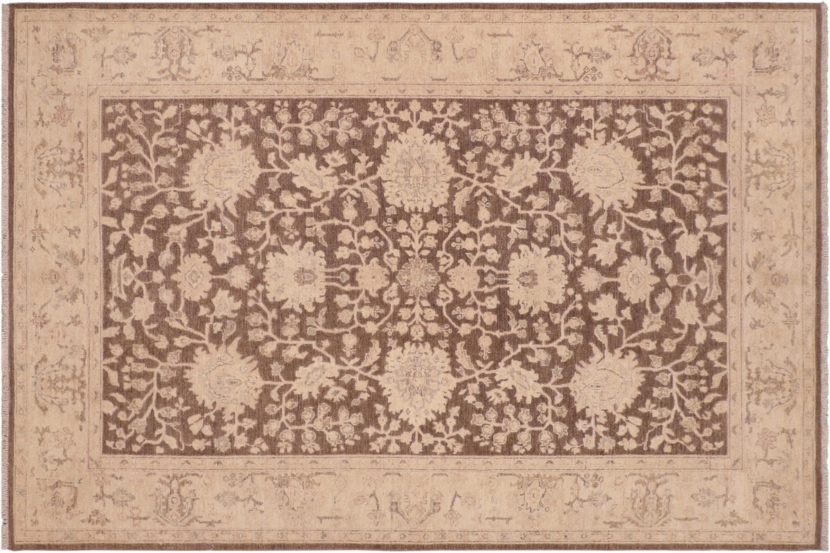 handmade Traditional Kafkaz Brown Tan Hand Knotted RECTANGLE 100% WOOL area rug 6x9