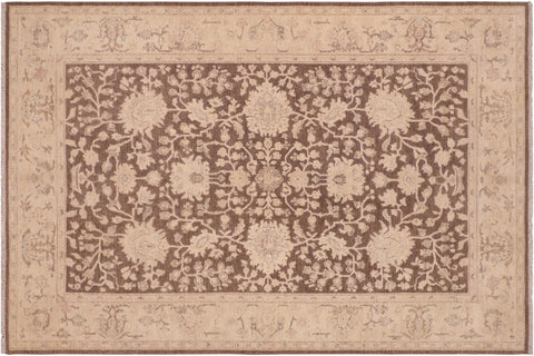 handmade Traditional Kafkaz Brown Tan Hand Knotted RECTANGLE 100% WOOL area rug 6x9