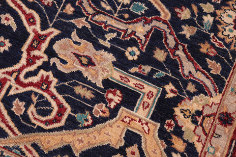 handmade Traditional Kafkaz Blue Red Hand Knotted RECTANGLE 100% WOOL area rug 6' x 9'