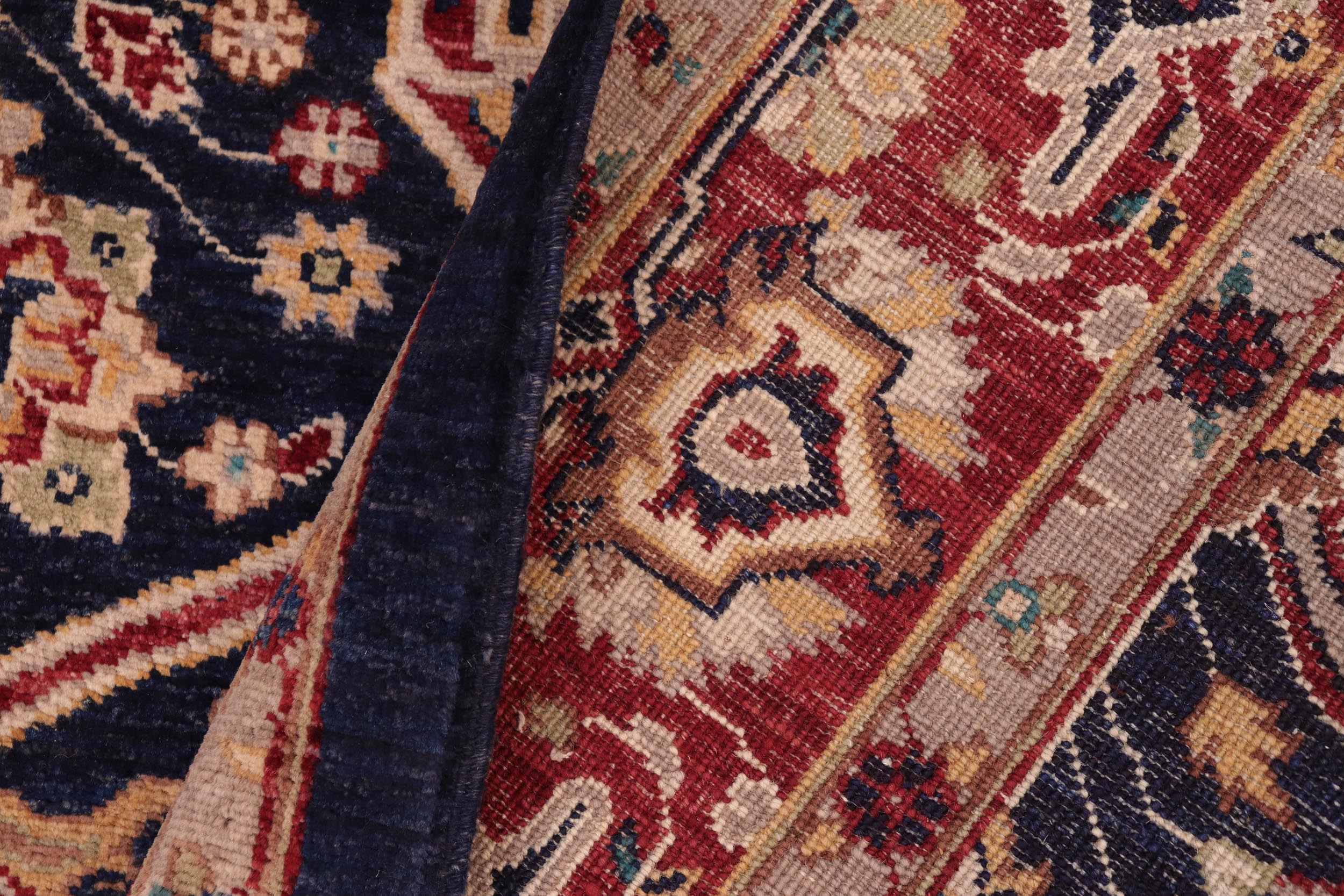 handmade Traditional Kafkaz Blue Red Hand Knotted RECTANGLE 100% WOOL area rug 6' x 9'