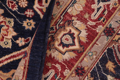 handmade Traditional Kafkaz Blue Red Hand Knotted RECTANGLE 100% WOOL area rug 6' x 9'