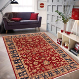 handmade Traditional Kafkaz Red Blue Hand Knotted RECTANGLE 100% WOOL area rug 6 x 9