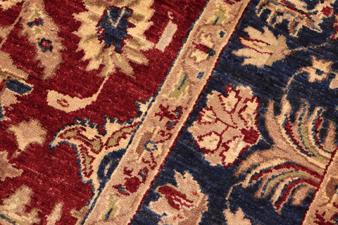 handmade Traditional Kafkaz Red Blue Hand Knotted RECTANGLE 100% WOOL area rug 6x9