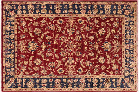 handmade Traditional Kafkaz Red Blue Hand Knotted RECTANGLE 100% WOOL area rug 6x9