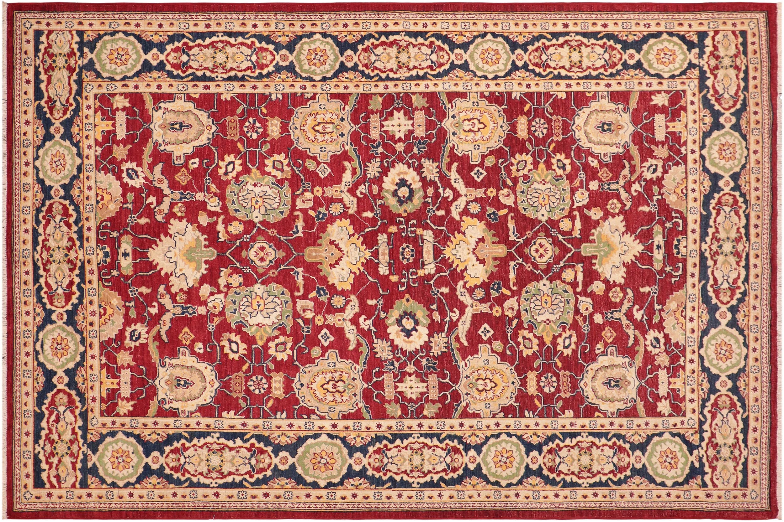 handmade Traditional Kafkaz Red Blue Hand Knotted RECTANGLE 100% WOOL area rug 6x9