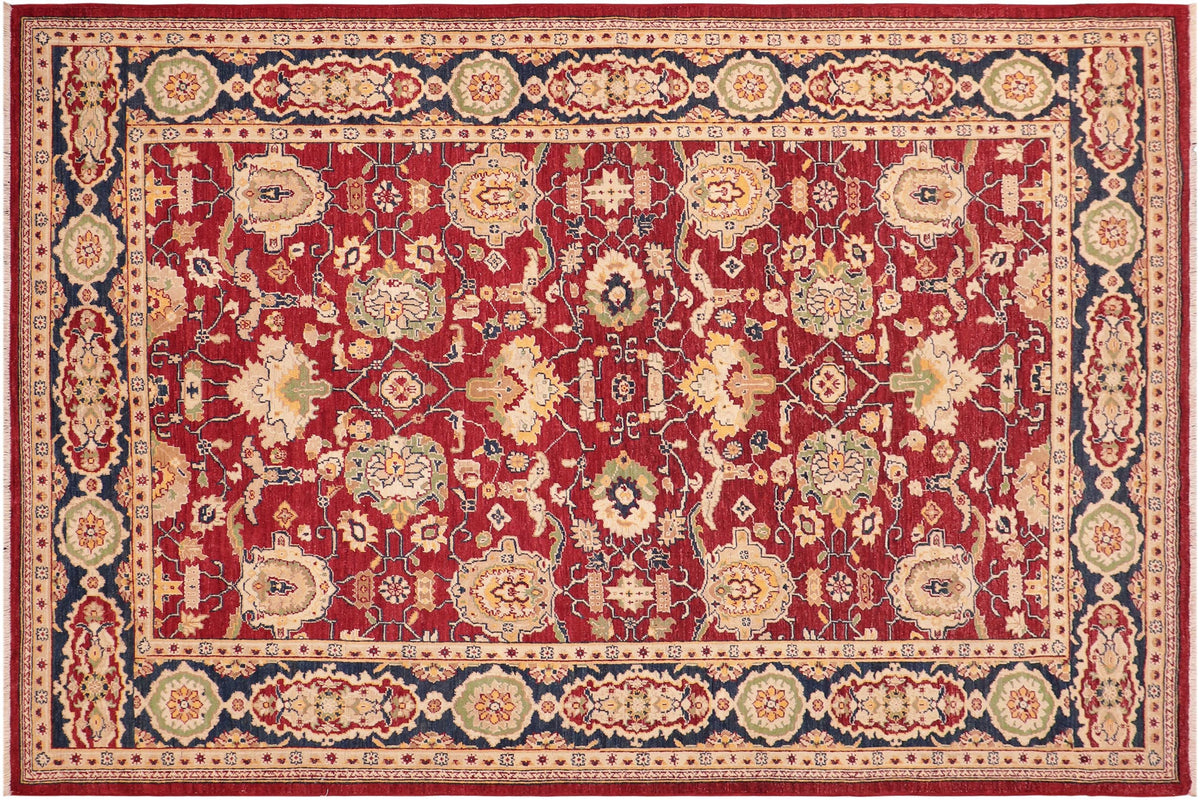 handmade Traditional Kafkaz Red Blue Hand Knotted RECTANGLE 100% WOOL area rug 6x9