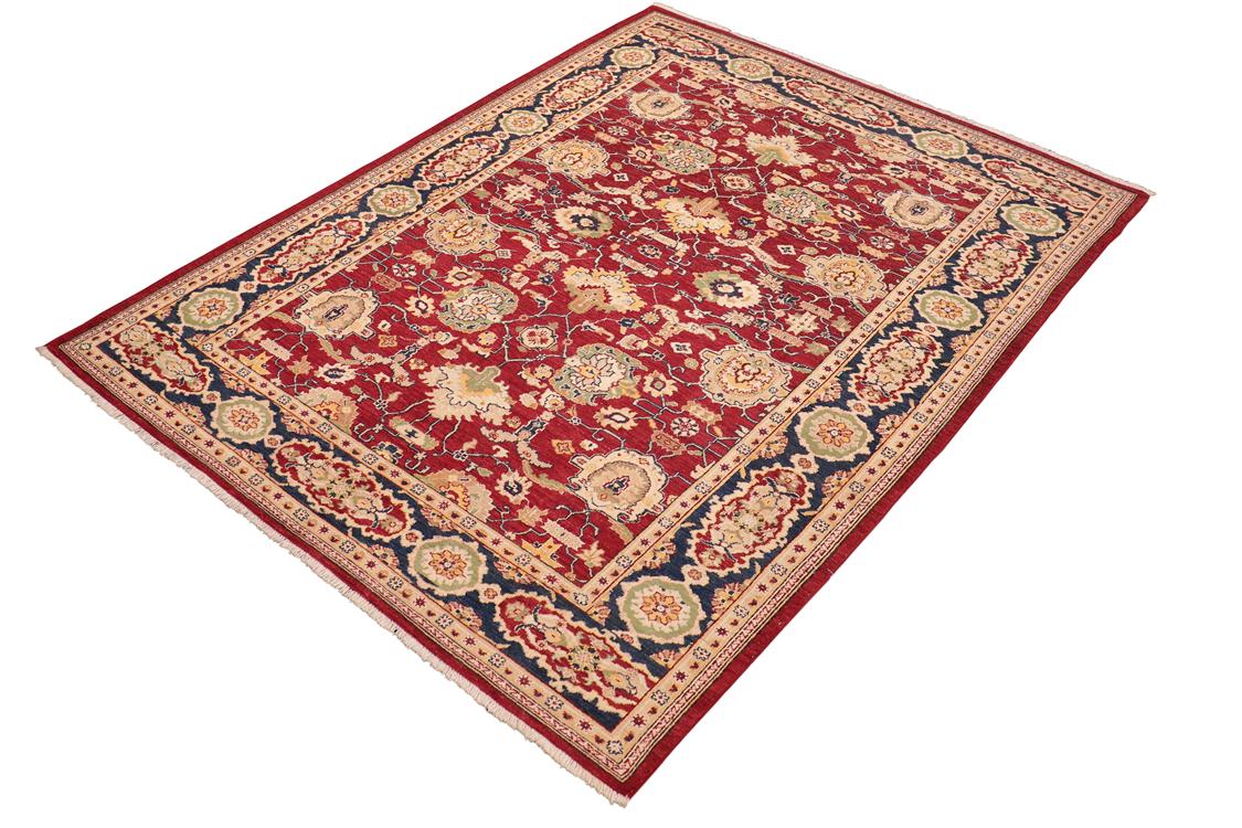 handmade Traditional Kafkaz Red Blue Hand Knotted RECTANGLE 100% WOOL area rug 6x9