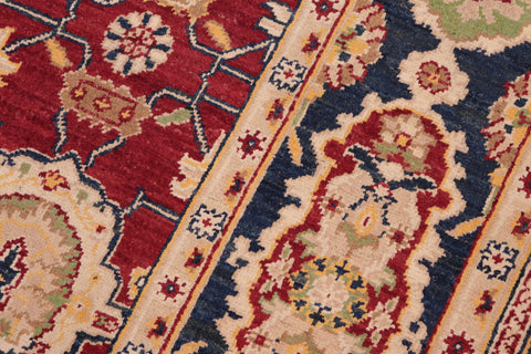 handmade Traditional Kafkaz Red Blue Hand Knotted RECTANGLE 100% WOOL area rug 6x9