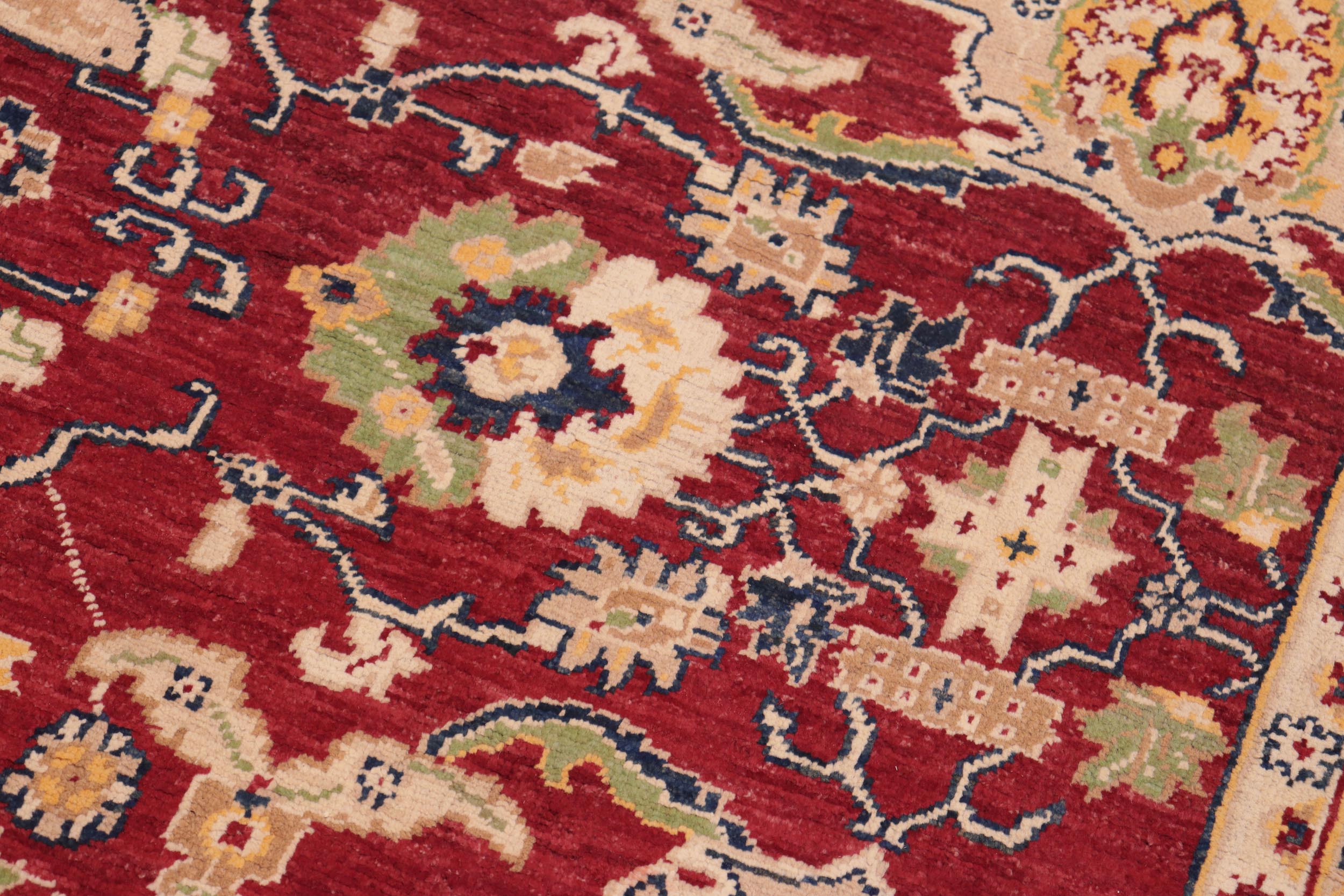 handmade Traditional Kafkaz Red Blue Hand Knotted RECTANGLE 100% WOOL area rug 6x9