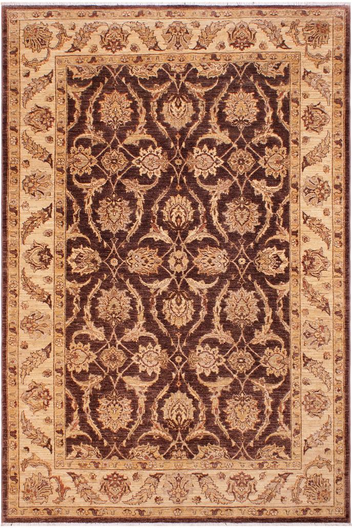 handmade Traditional Kafkaz Brown Tan Hand Knotted RECTANGLE 100% WOOL area rug 6X9