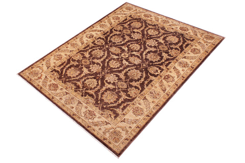 handmade Transitional Kafkaz Brown Tan Hand Knotted RECTANGLE 100% WOOL area rug 6' x 9'