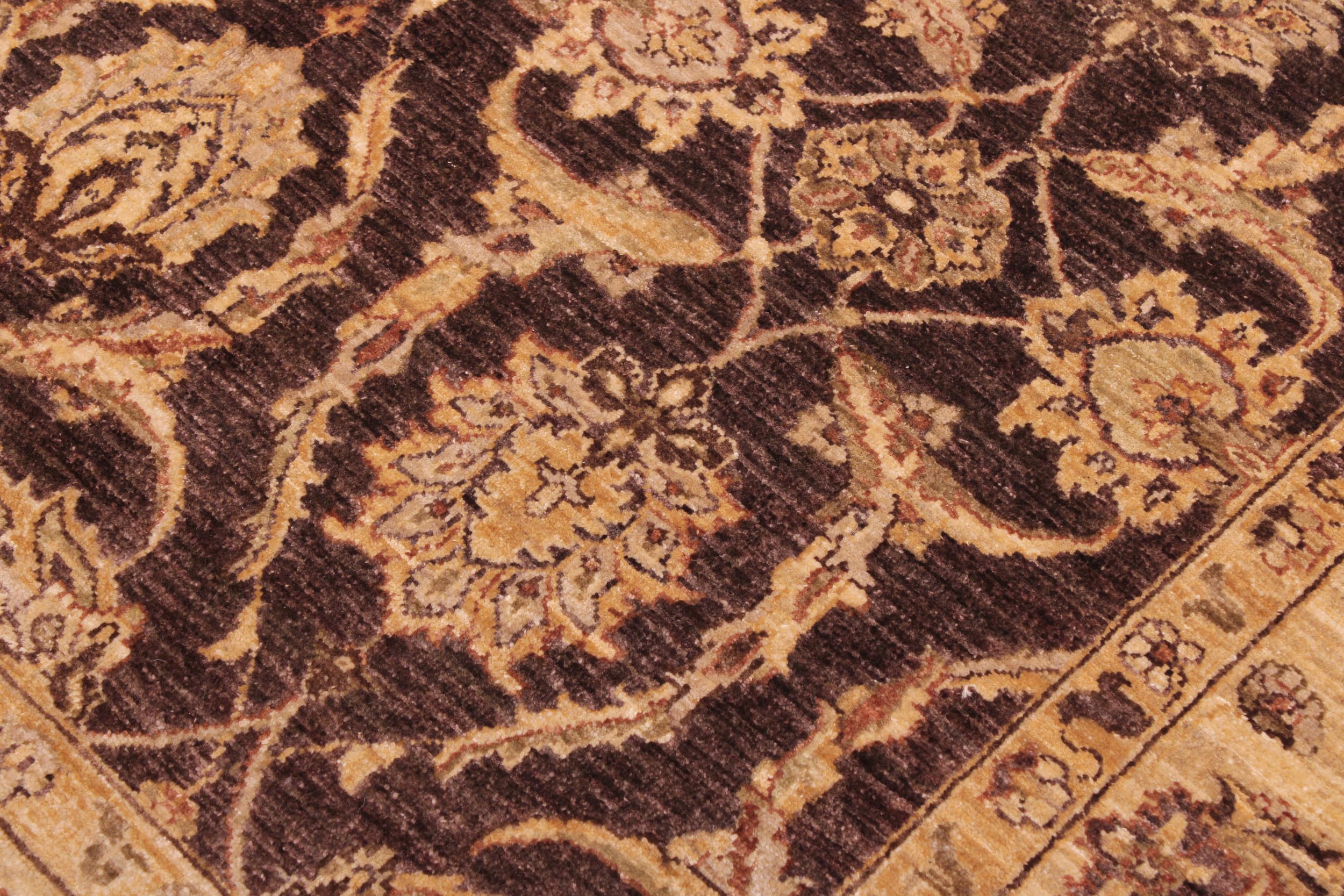 handmade Transitional Kafkaz Brown Tan Hand Knotted RECTANGLE 100% WOOL area rug 6' x 9'