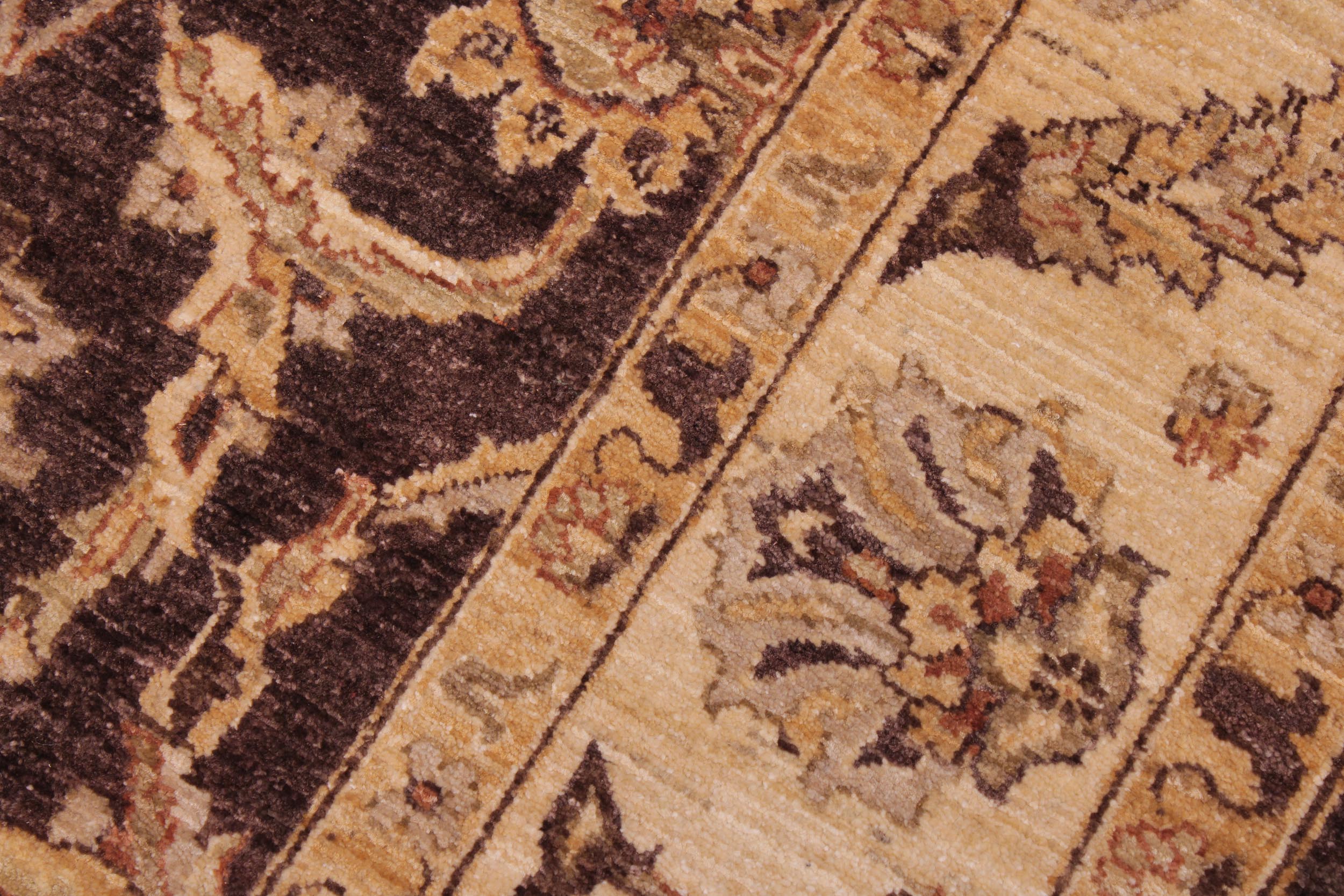 handmade Transitional Kafkaz Brown Tan Hand Knotted RECTANGLE 100% WOOL area rug 6' x 9'