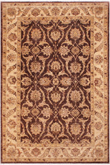 handmade Traditional Kafkaz Brown Tan Hand Knotted RECTANGLE 100% WOOL area rug 6X9