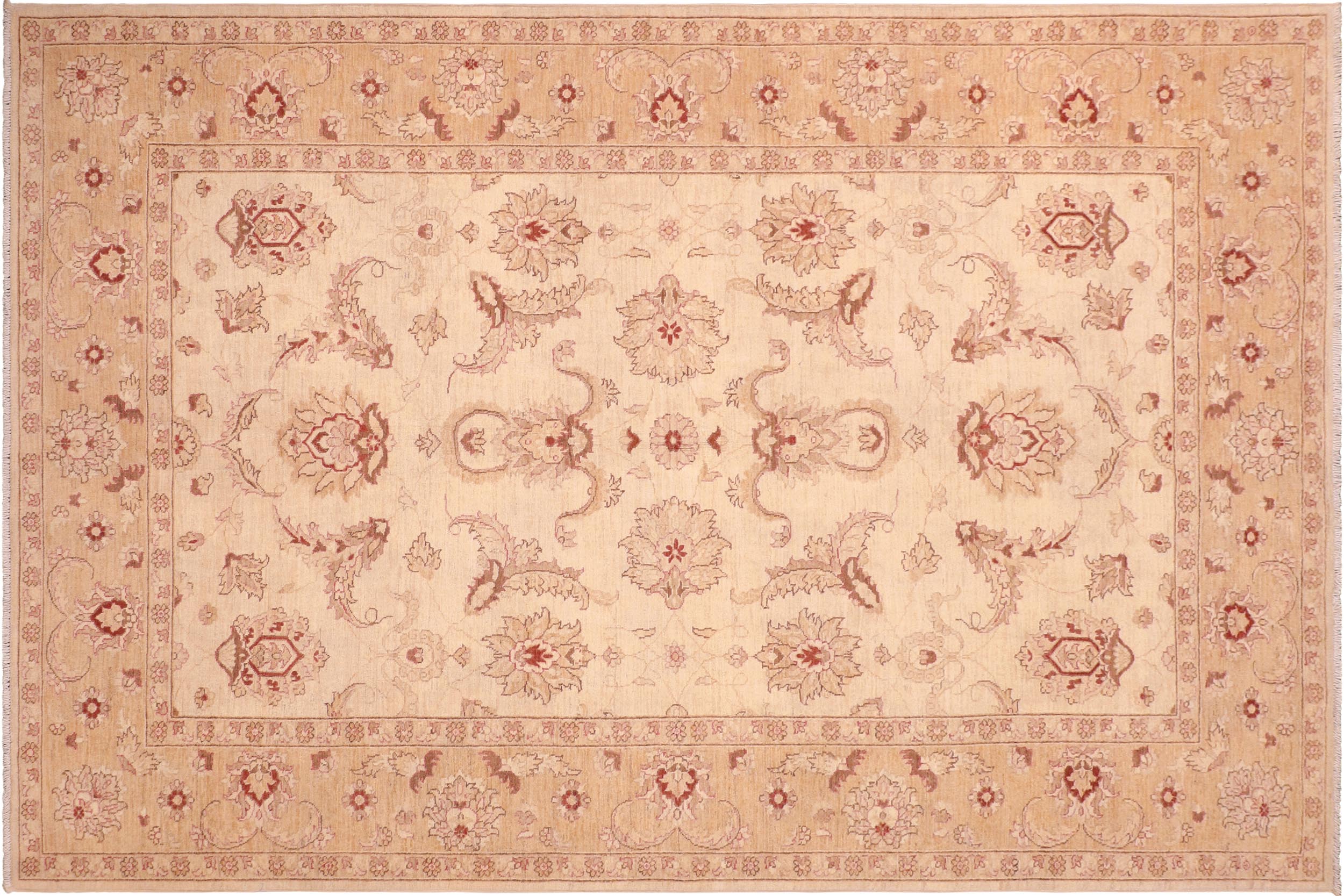 handmade Traditional Kafkaz Beige Gold Hand Knotted RECTANGLE 100% WOOL area rug 6x9
