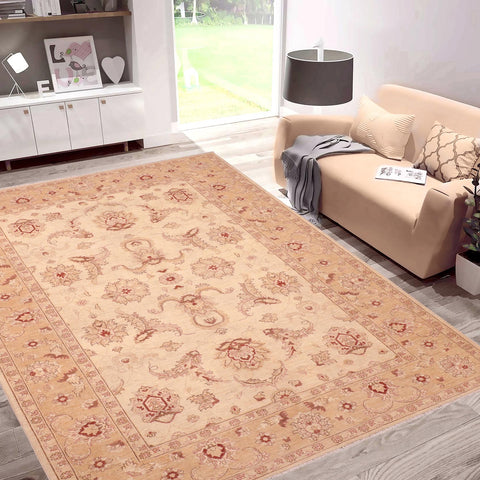 handmade Traditional Kafkaz Beige Gold Hand Knotted RECTANGLE 100% WOOL area rug 6x9