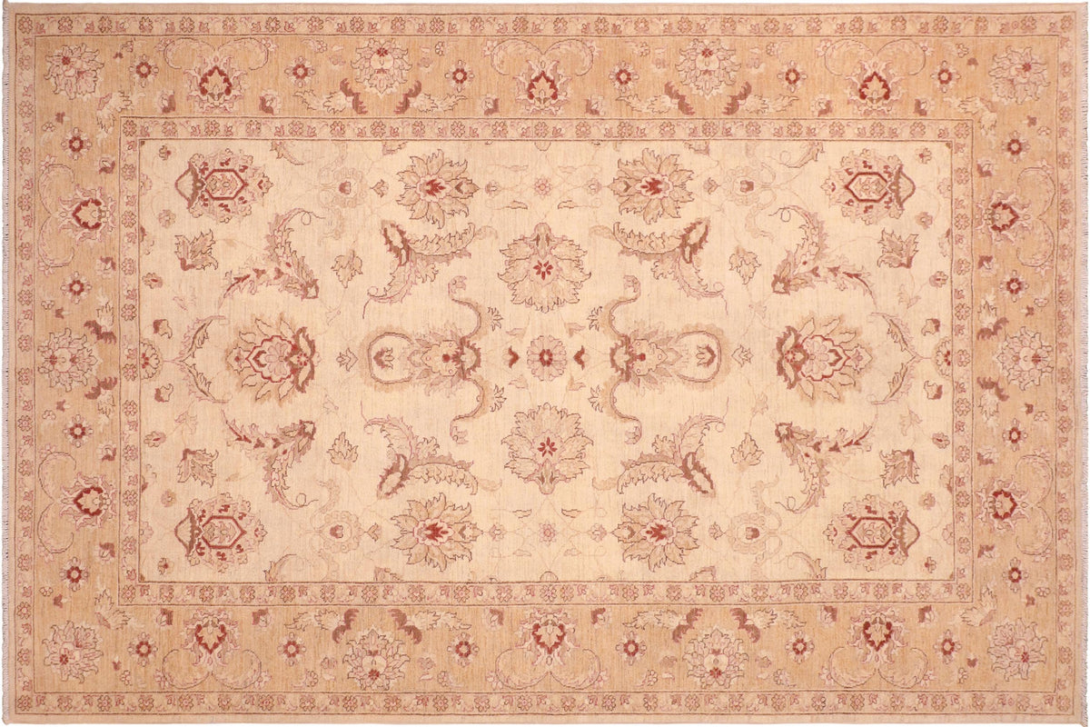 handmade Traditional Kafkaz Beige Gold Hand Knotted RECTANGLE 100% WOOL area rug 6x9
