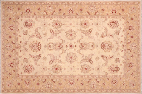 handmade Traditional Kafkaz Beige Gold Hand Knotted RECTANGLE 100% WOOL area rug 6x9