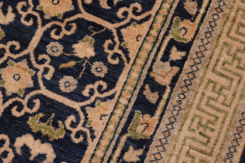 handmade Transitional Kafkaz Blue Green Hand Knotted RECTANGLE 100% WOOL area rug 6' x 9'