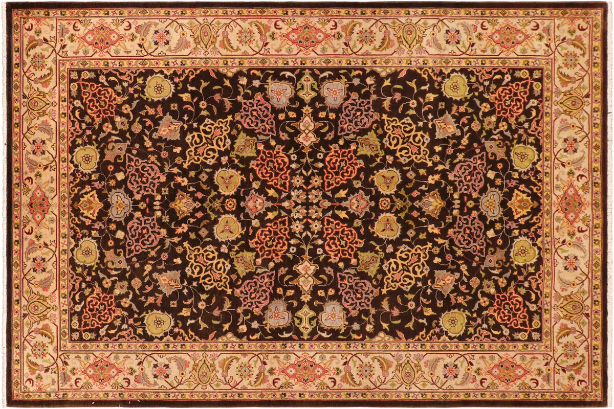 handmade Traditional Kafkaz Brown Beige Hand Knotted RECTANGLE 100% WOOL area rug 6' x 9'