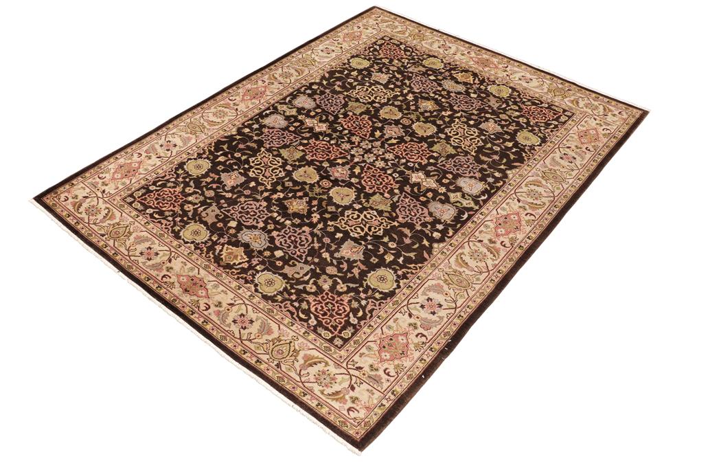 handmade Transitional Kafkaz Brown Beige Hand Knotted RECTANGLE 100% WOOL area rug 6'X9'