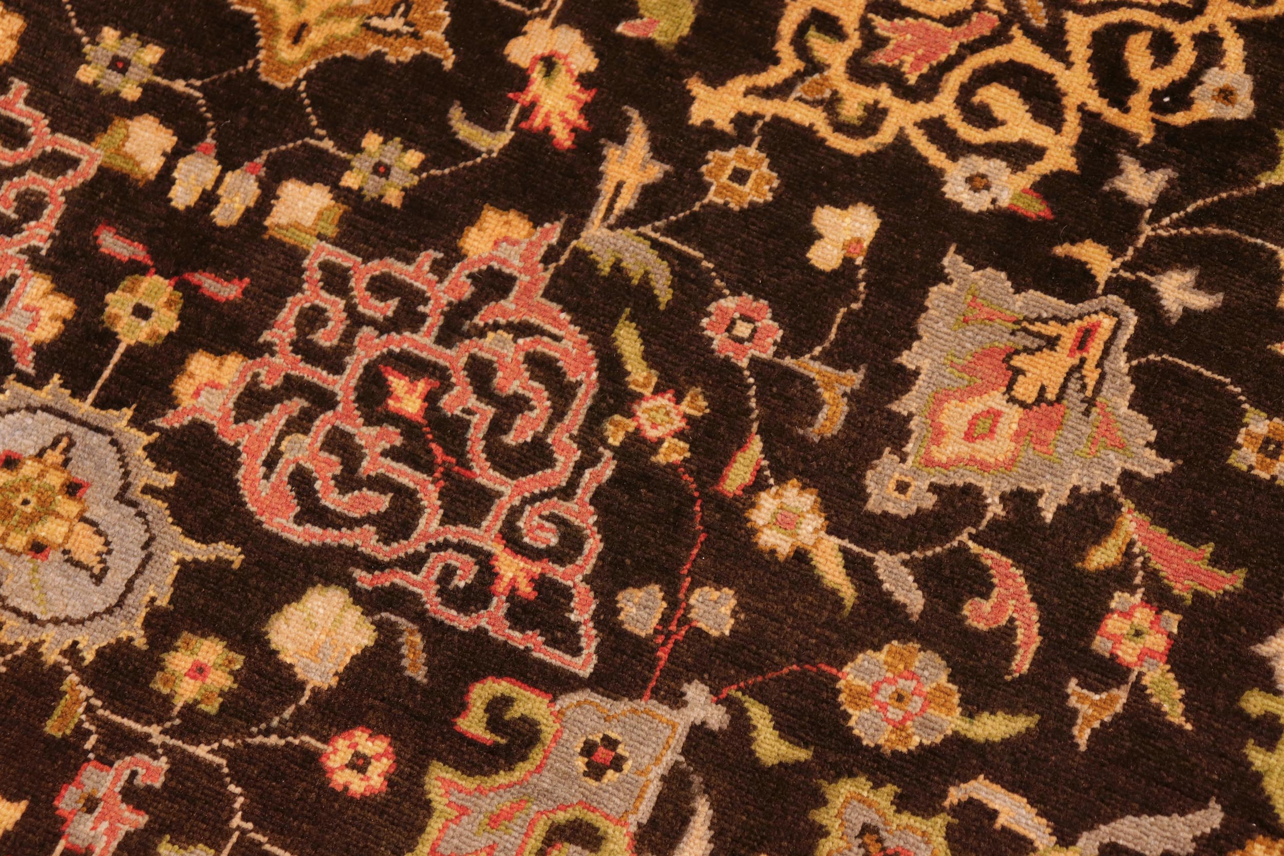 handmade Traditional Kafkaz Brown Beige Hand Knotted RECTANGLE 100% WOOL area rug 6' x 9'