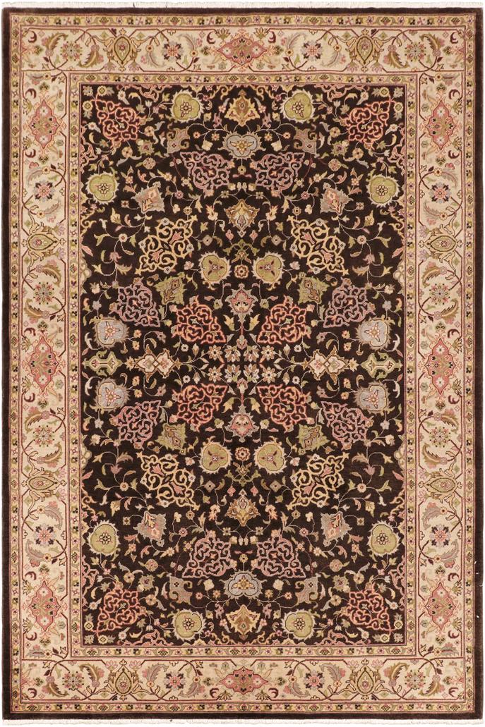 handmade Transitional Kafkaz Brown Beige Hand Knotted RECTANGLE 100% WOOL area rug 6'X9'