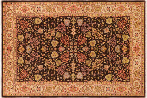 handmade Traditional Kafkaz Brown Beige Hand Knotted RECTANGLE 100% WOOL area rug 6' x 9'