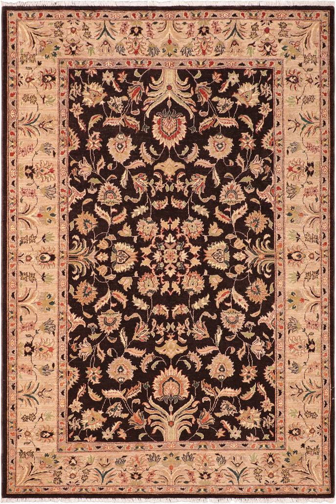 handmade Traditional Kafkaz Brown Tan Hand Knotted RECTANGLE 100% WOOL area rug 6X9