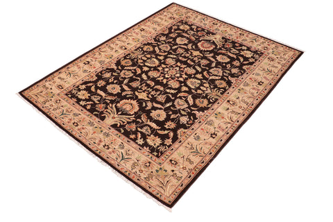 handmade Traditional Kafkaz Brown Tan Hand Knotted RECTANGLE 100% WOOL area rug 6x9