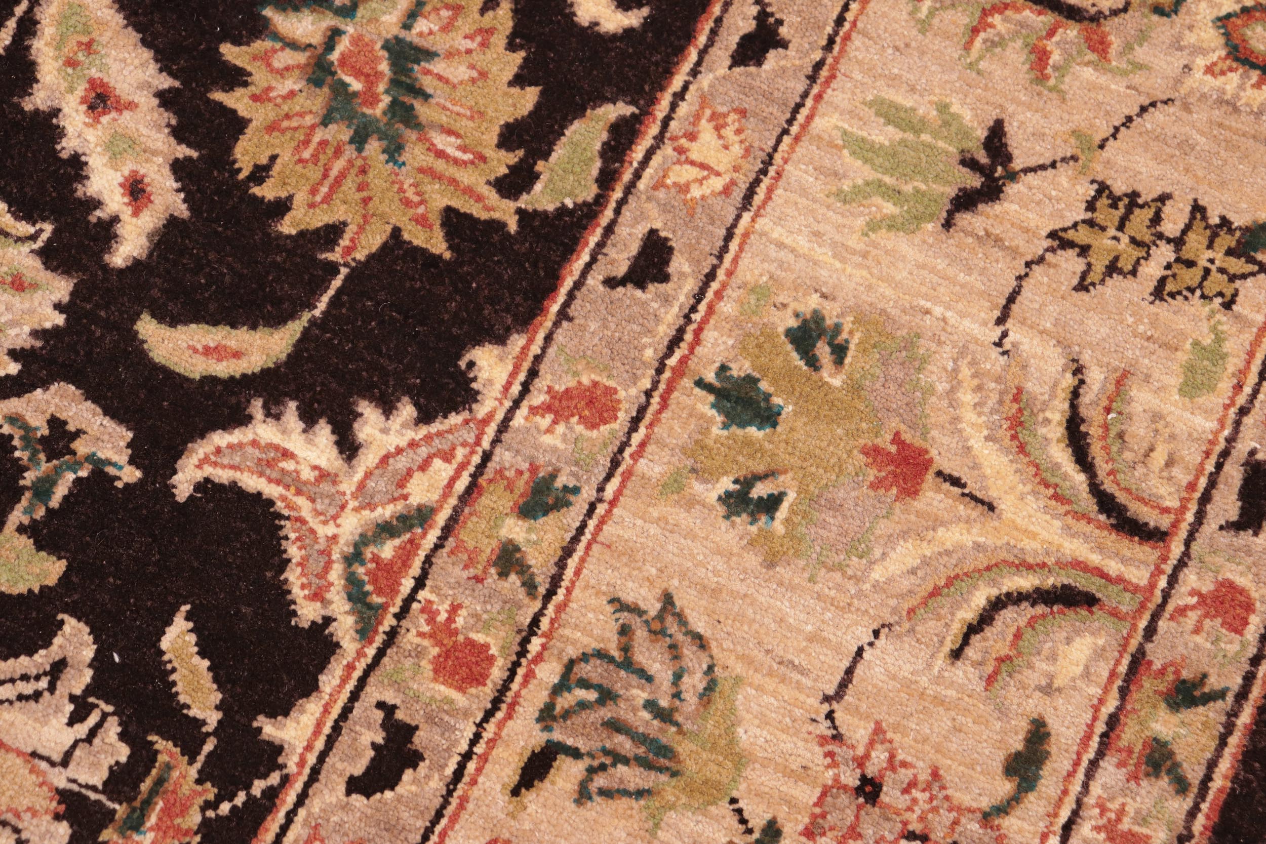 handmade Traditional Kafkaz Brown Tan Hand Knotted RECTANGLE 100% WOOL area rug 6x9