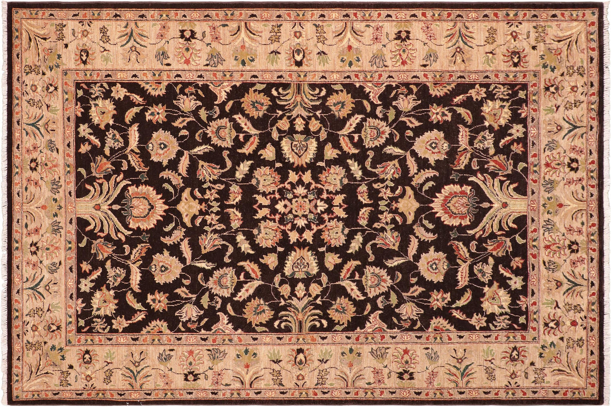 handmade Traditional Kafkaz Brown Tan Hand Knotted RECTANGLE 100% WOOL area rug 6x9