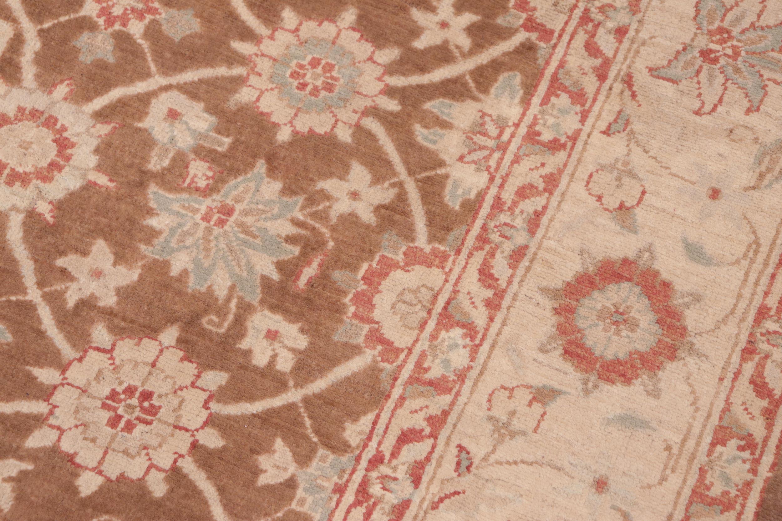 handmade Transitional Kafkaz Brown Beige Hand Knotted RECTANGLE 100% WOOL area rug 6' x 9'