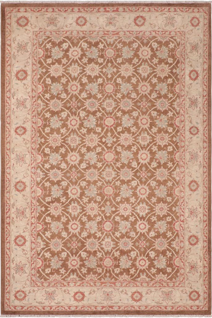 handmade Transitional Kafkaz Brown Beige Hand Knotted RECTANGLE 100% WOOL area rug 6X9