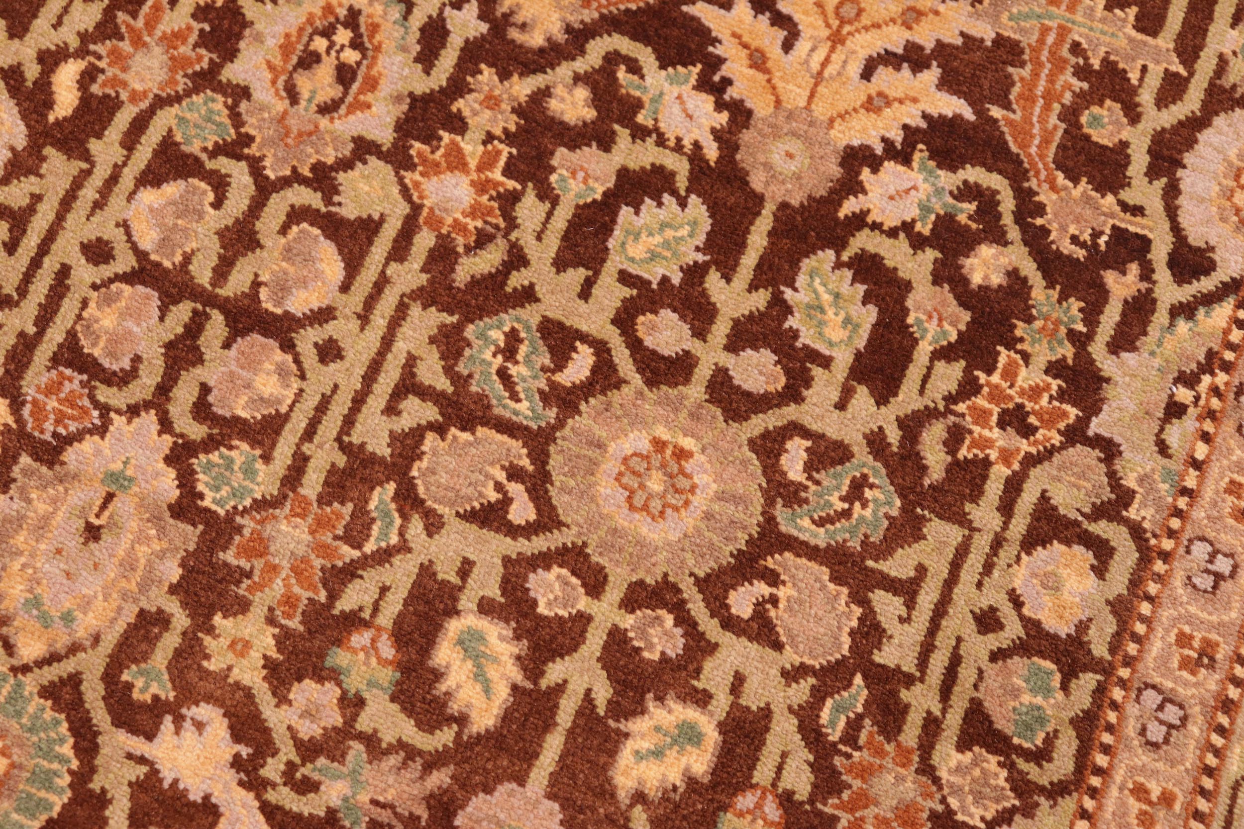 handmade Transitional Kafkaz Brown Green Hand Knotted RECTANGLE 100% WOOL area rug 6x9