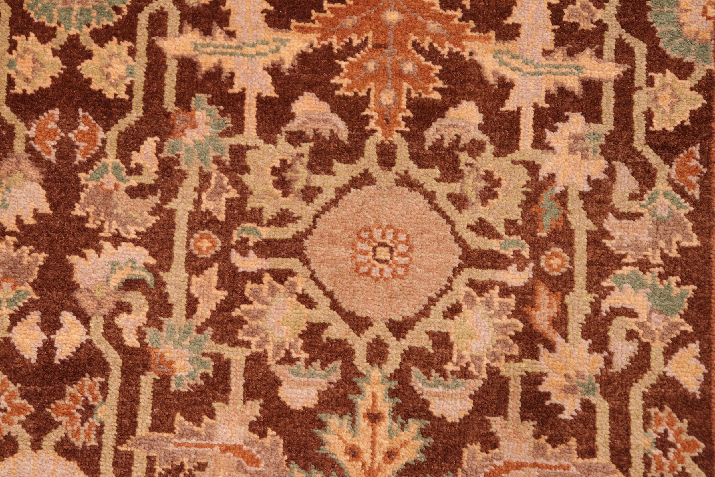 handmade Transitional Kafkaz Brown Green Hand Knotted RECTANGLE 100% WOOL area rug 6x9