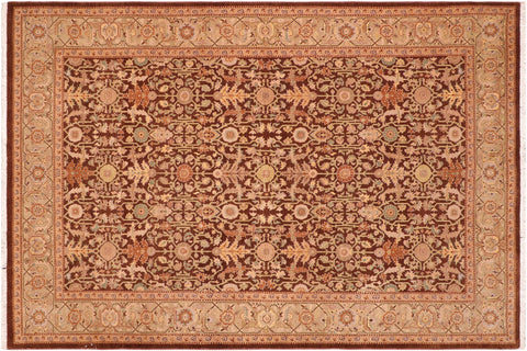 handmade Transitional Kafkaz Brown Green Hand Knotted RECTANGLE 100% WOOL area rug 6x9