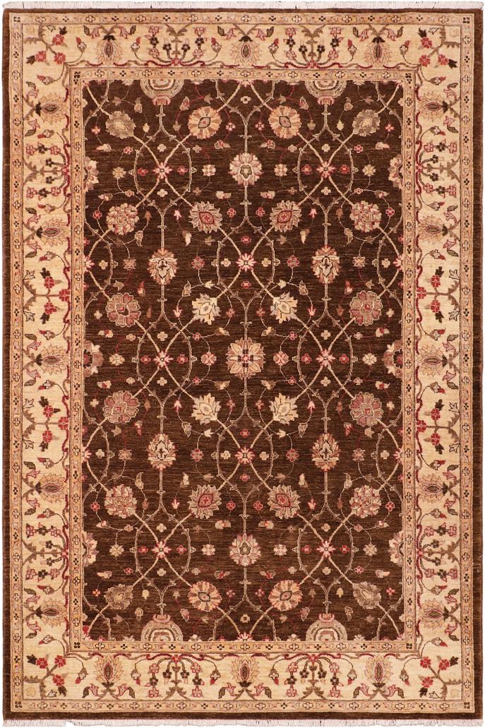 handmade Traditional Kafkaz Brown Beige Hand Knotted RECTANGLE 100% WOOL area rug 6X9