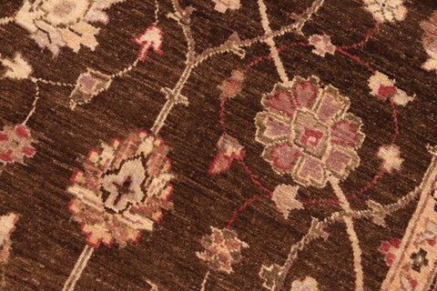 handmade Transitional Kafkaz Brown Beige Hand Knotted RECTANGLE 100% WOOL area rug 6' x 9'