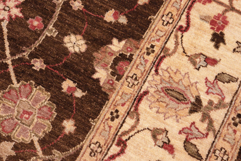 handmade Transitional Kafkaz Brown Beige Hand Knotted RECTANGLE 100% WOOL area rug 6' x 9'