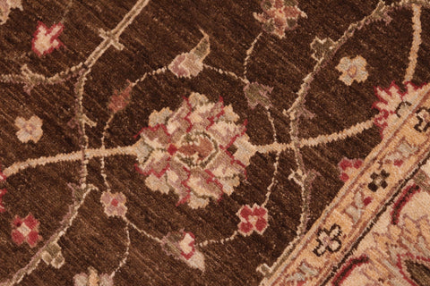 handmade Transitional Kafkaz Brown Beige Hand Knotted RECTANGLE 100% WOOL area rug 6' x 9'