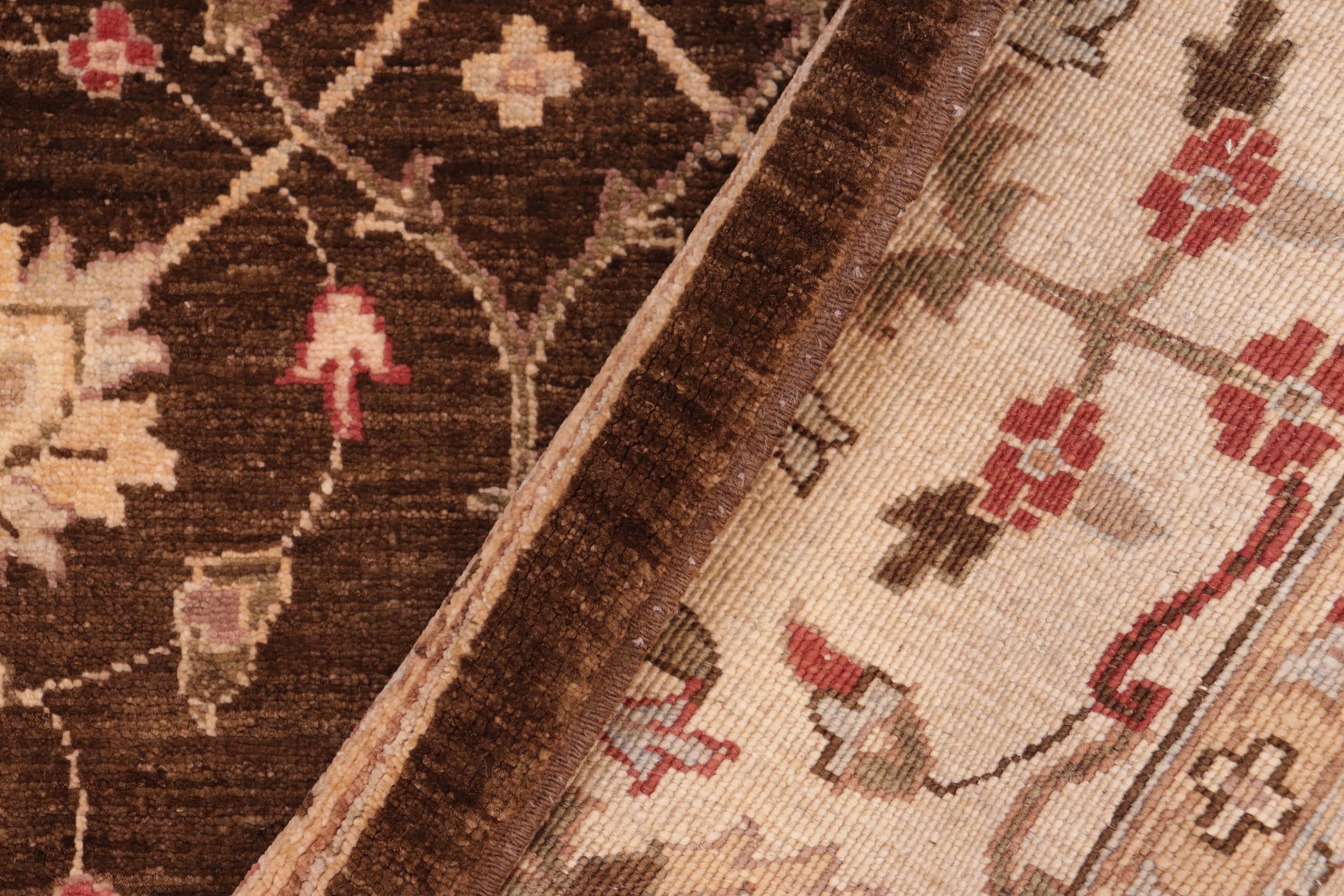 handmade Transitional Kafkaz Brown Beige Hand Knotted RECTANGLE 100% WOOL area rug 6' x 9'