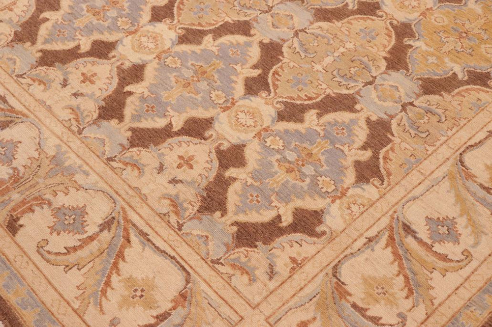 handmade Transitional Kafkaz Brown Beige Hand Knotted RECTANGLE 100% WOOL area rug 6X9