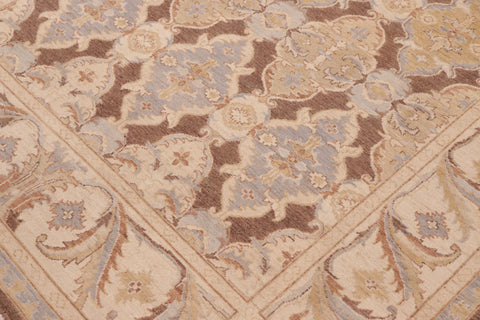 handmade Transitional Kafkaz Brown Beige Hand Knotted RECTANGLE 100% WOOL area rug 6' x 9'