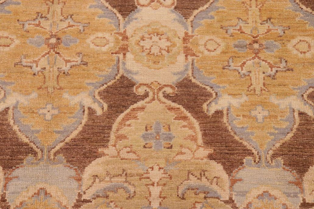 handmade Transitional Kafkaz Brown Beige Hand Knotted RECTANGLE 100% WOOL area rug 6X9