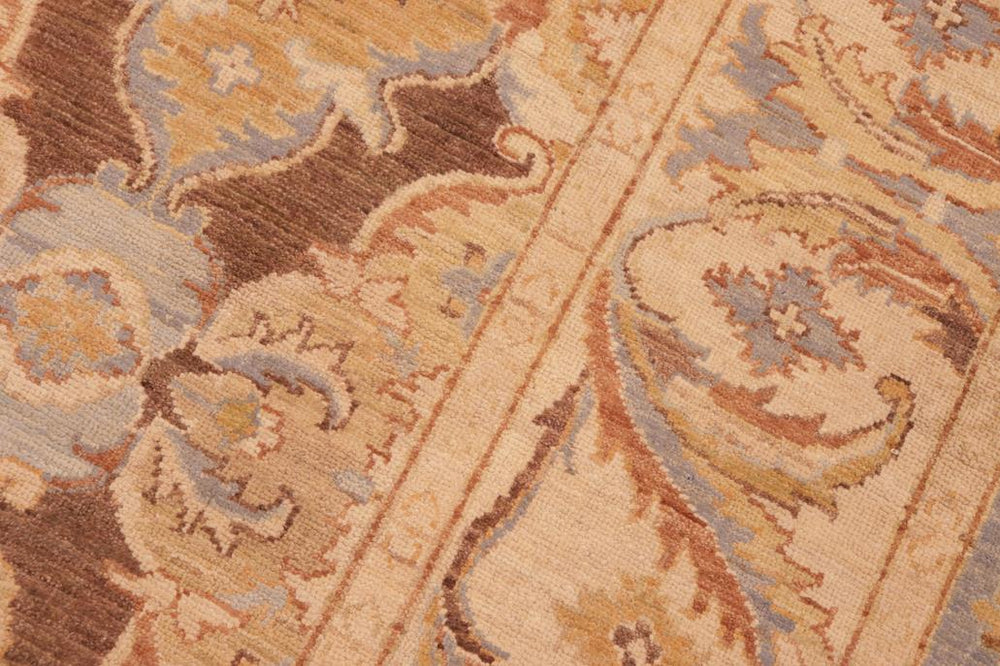 handmade Transitional Kafkaz Brown Beige Hand Knotted RECTANGLE 100% WOOL area rug 6X9