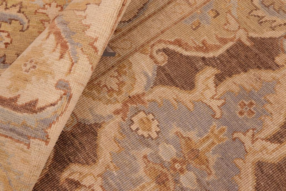 handmade Transitional Kafkaz Brown Beige Hand Knotted RECTANGLE 100% WOOL area rug 6X9