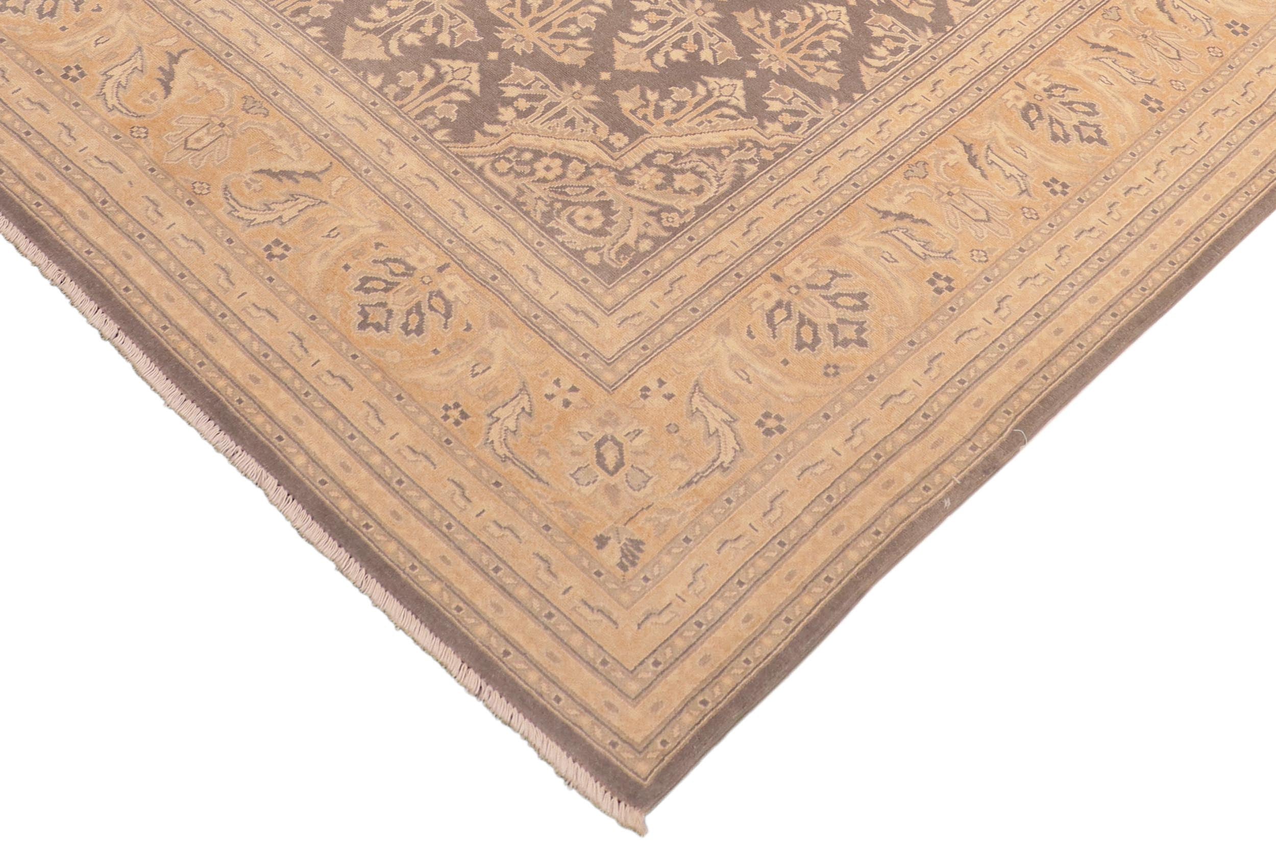 handmade Transitional Kafkaz Gray Gold Hand Knotted RECTANGLE 100% WOOL area rug 6x9